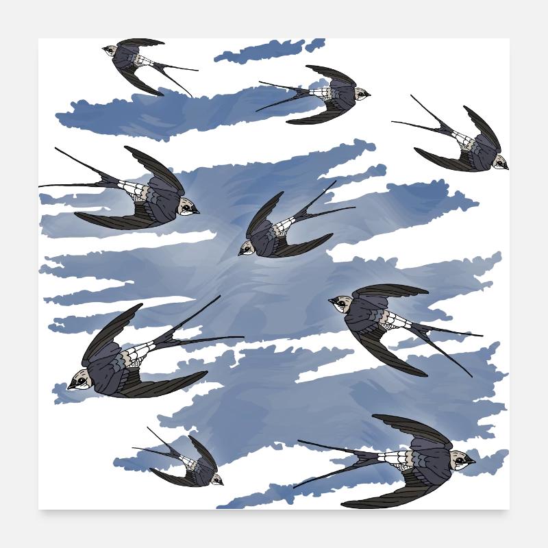 Oiseaux Poster 60 x 60 cm