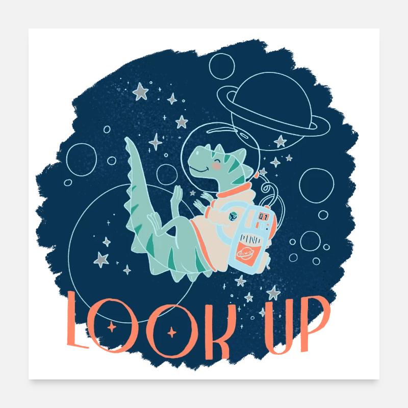 Dinosaur in Space Poster 24" x 24" (60x60 cm)
