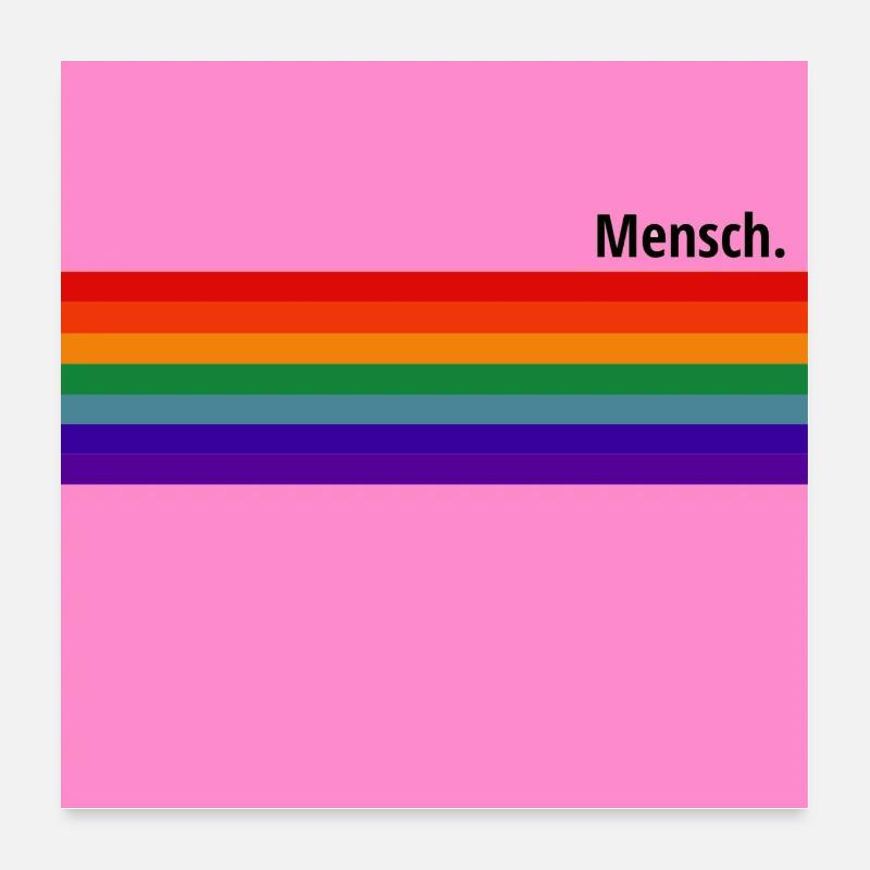 Mensch CSD Regenbogen Poster 60x60 cm