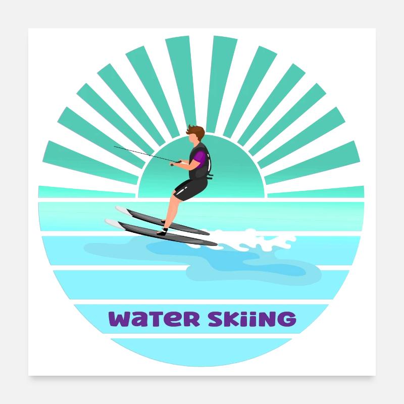 Ski nautique sunset Poster 60 x 60 cm