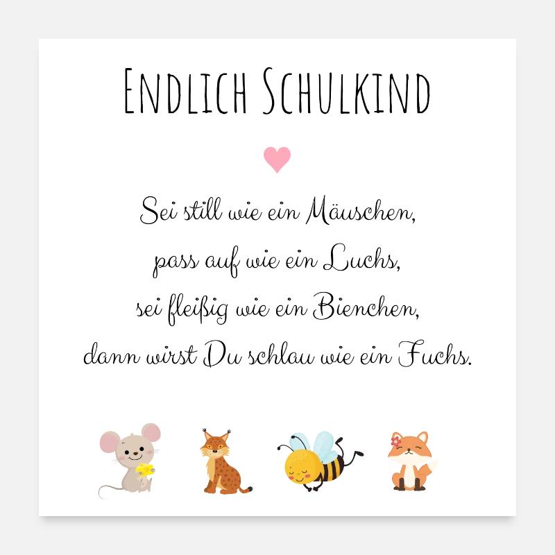 Einschulung Geschenk Schulkind Poster 60x60 cm