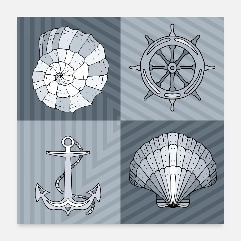 Symboles maritimes Poster 60 x 60 cm