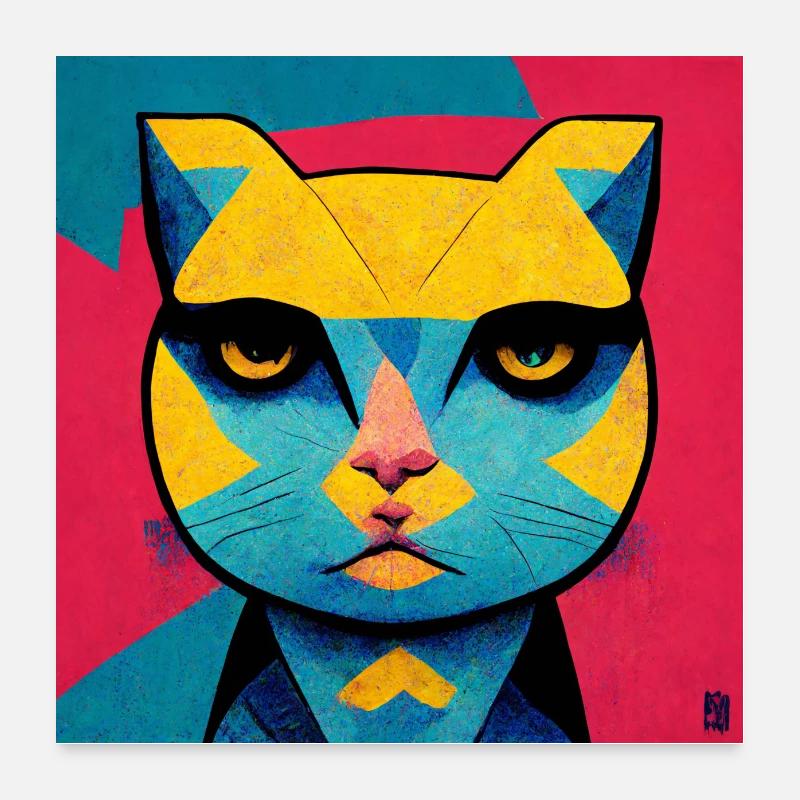 Drôle de chat Pop Art Poster 60 x 60 cm