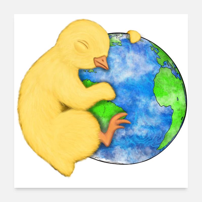 Terre et poulet - Poster 60 x 60 cm - blanc