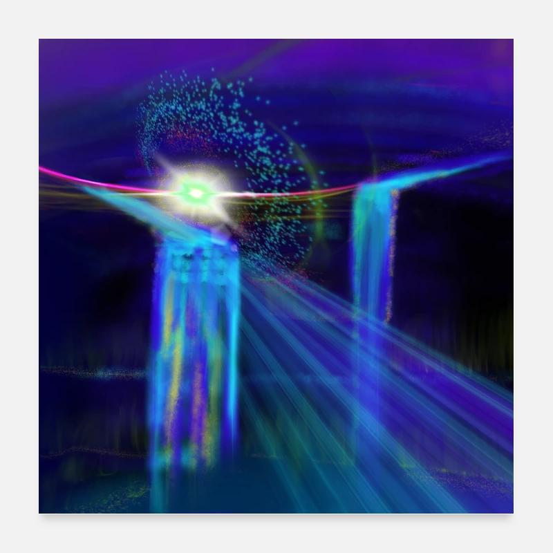 Space, light and waterfalls sketch Poster 60x60 cm