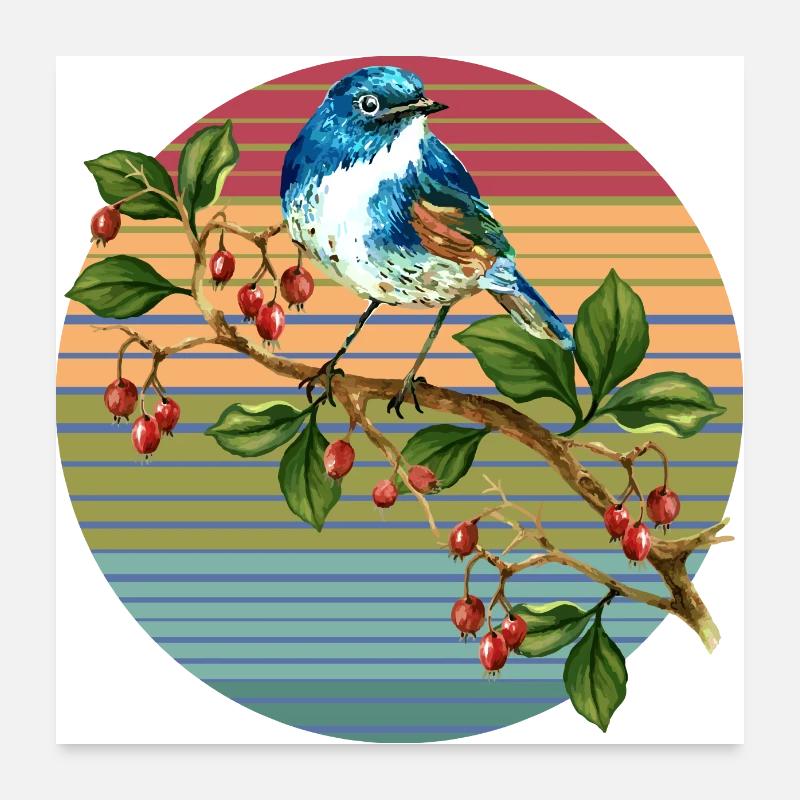 Bunter Vogel Poster 60x60 cm