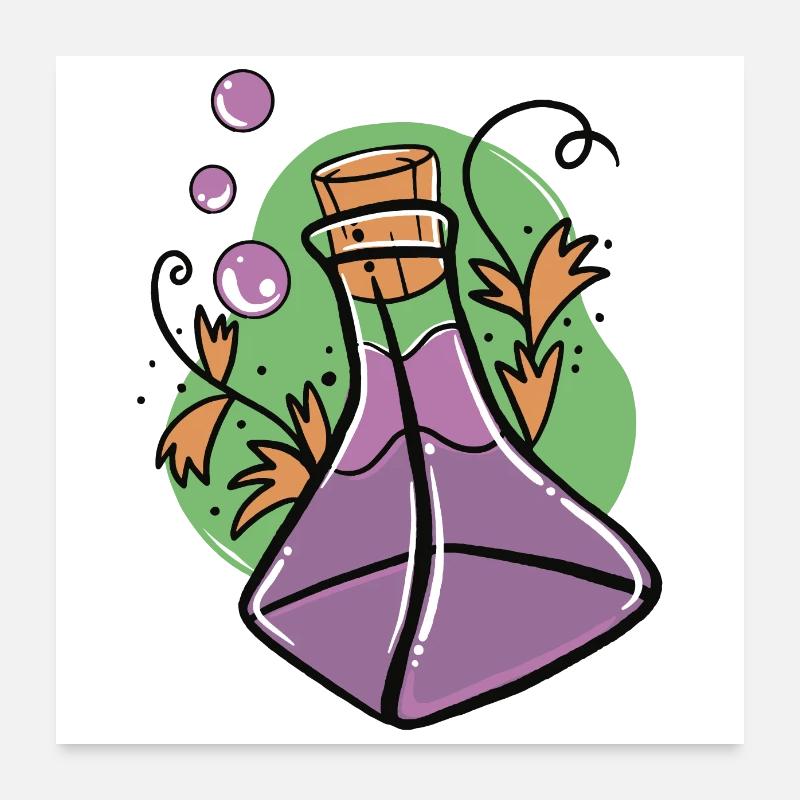Un verre de poison violet avec des feuilles d’automne Poster 60 x 60 cm