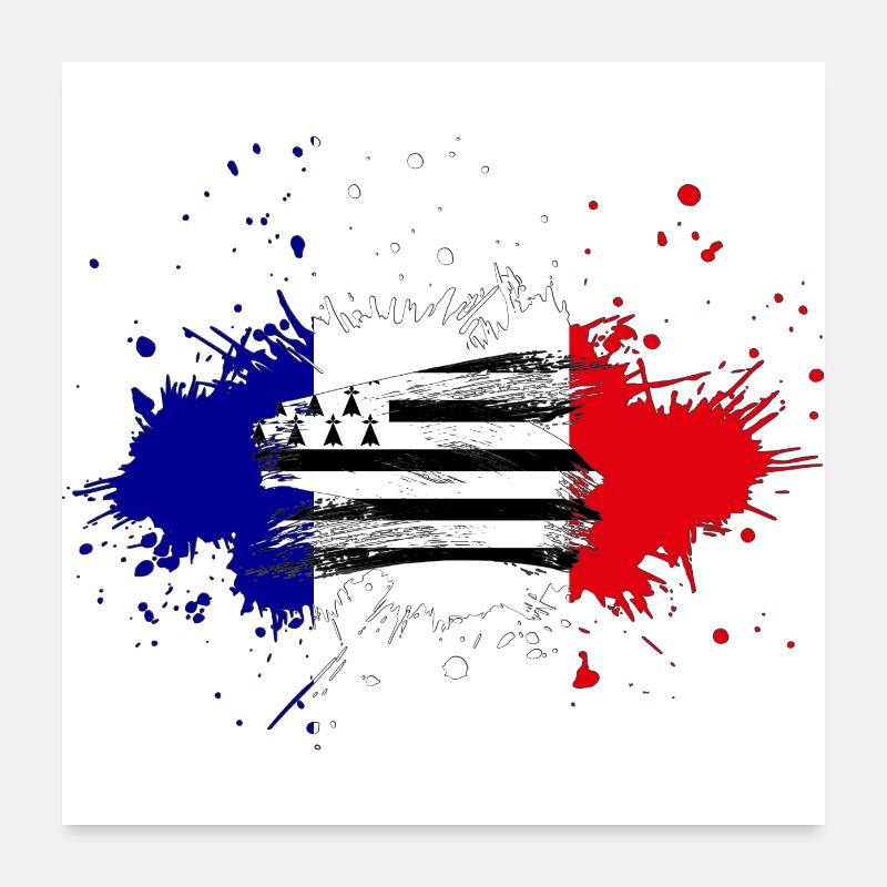 Splash Tricolore Bretagne Poster 60 x 60 cm