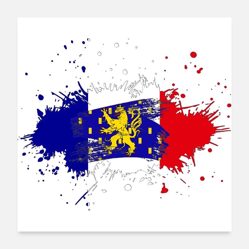 Splash Tricolore Franche Comté - Poster 60 x 60 cm - blanc