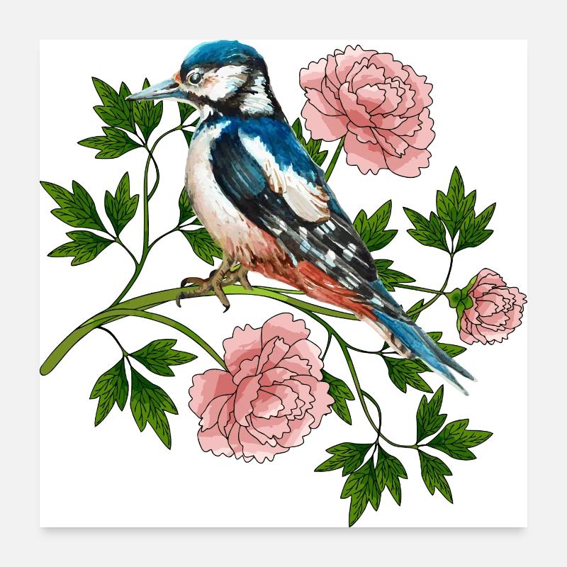Bunter Vogel Poster 60x60 cm