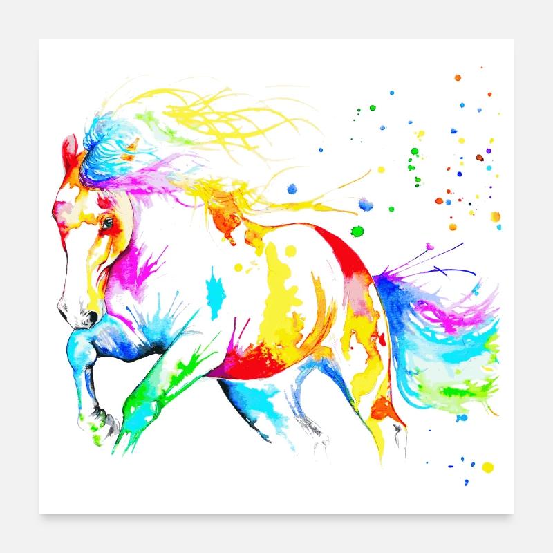 cheval - Poster 60 x 60 cm - blanc