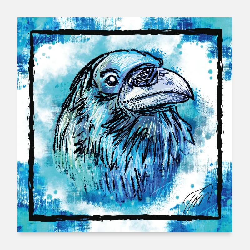 Der blaue Rabe, Tier Geschenke Poster 60x60 cm