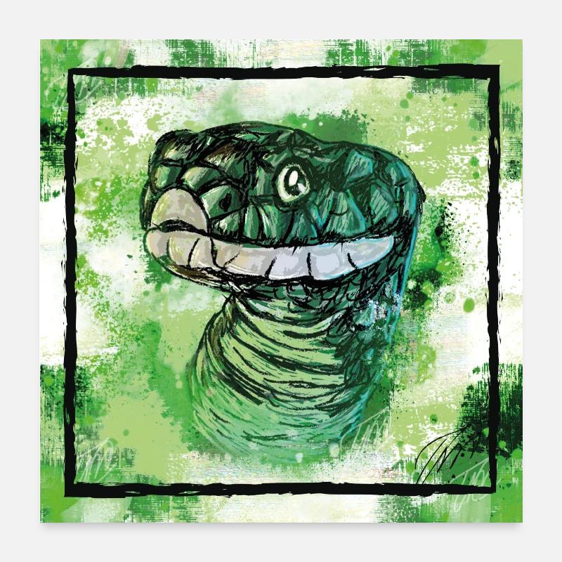 le serpent vert agile, les cadeaux d’animaux Poster 60 x 60 cm