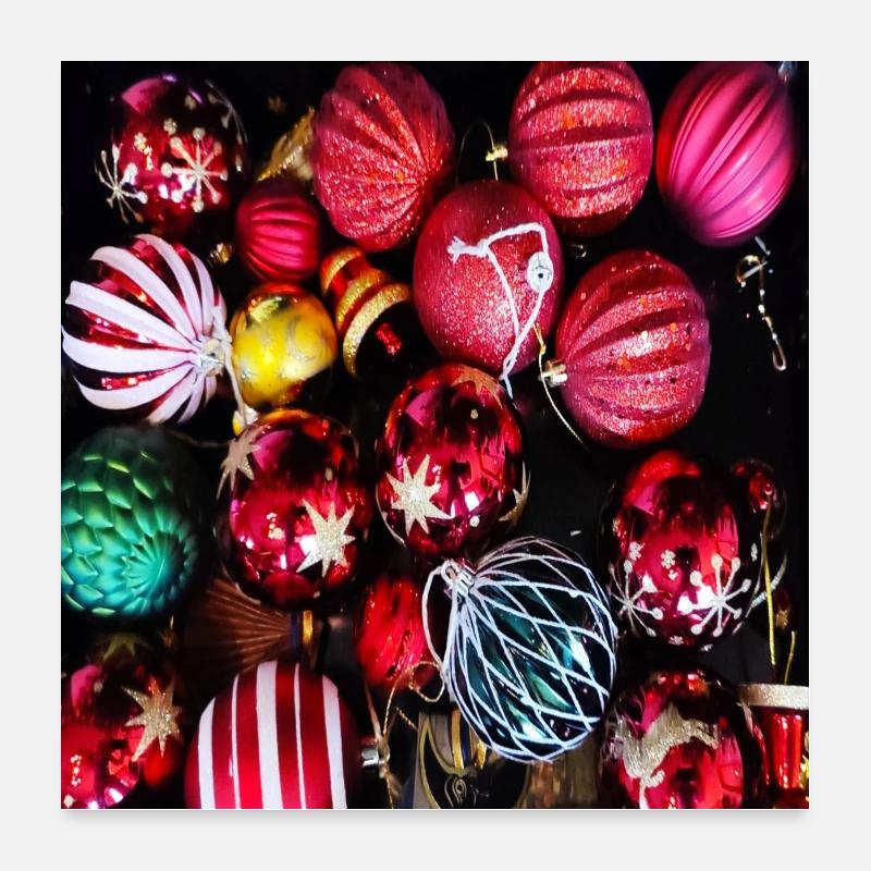 Boules de sapin de Noël - Décorations de Noël Poster 60 x 60 cm