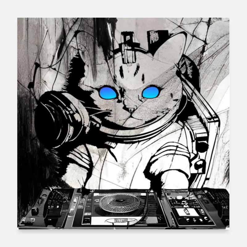 Œuvres d’art de Cats DJ Poster 60 x 60 cm