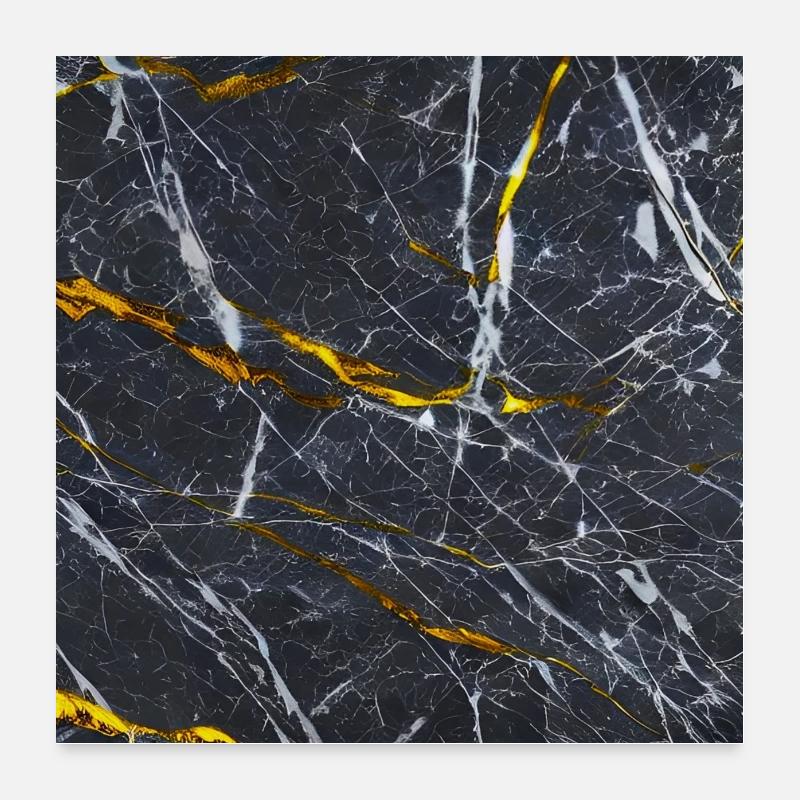 Marbre Texture Or Noir Poster 60 x 60 cm