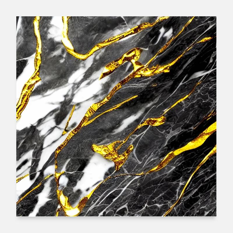 Marble Optics Black Gold Poster 24" x 24" (60x60 cm)