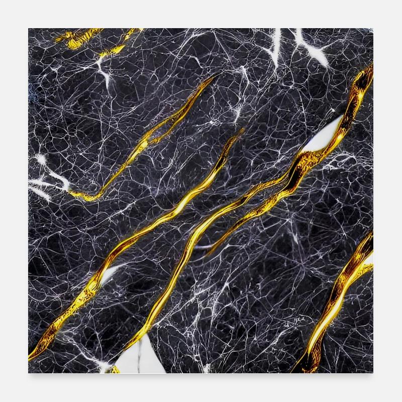 Marbre Texture Or Noir Poster 60 x 60 cm