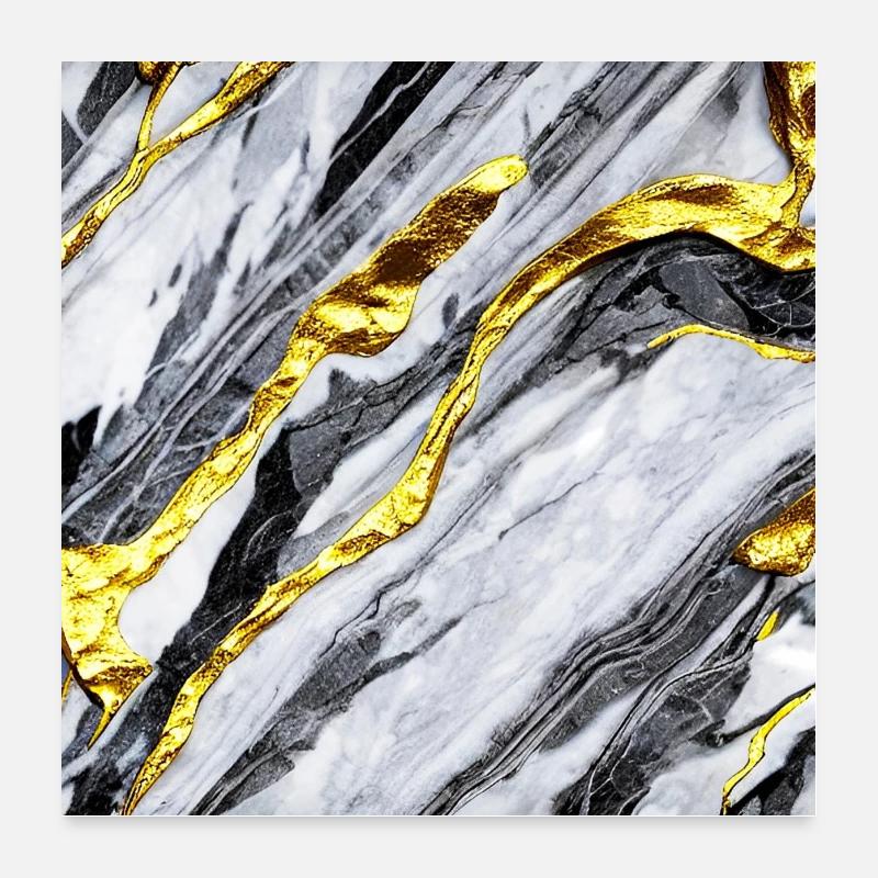 Marmorgold Struktur - Poster 60x60 cm - Weiß