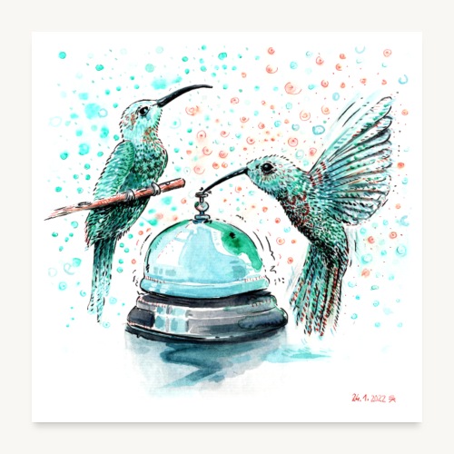Kolibris klingeln - Poster 60x60 cm