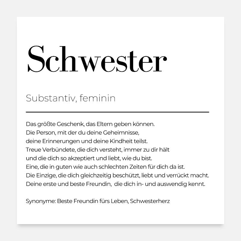 Schwester Definition Poster 60x60 cm