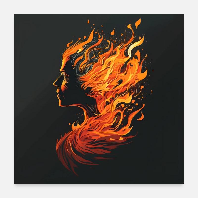 Fille en feu Poster 60 x 60 cm
