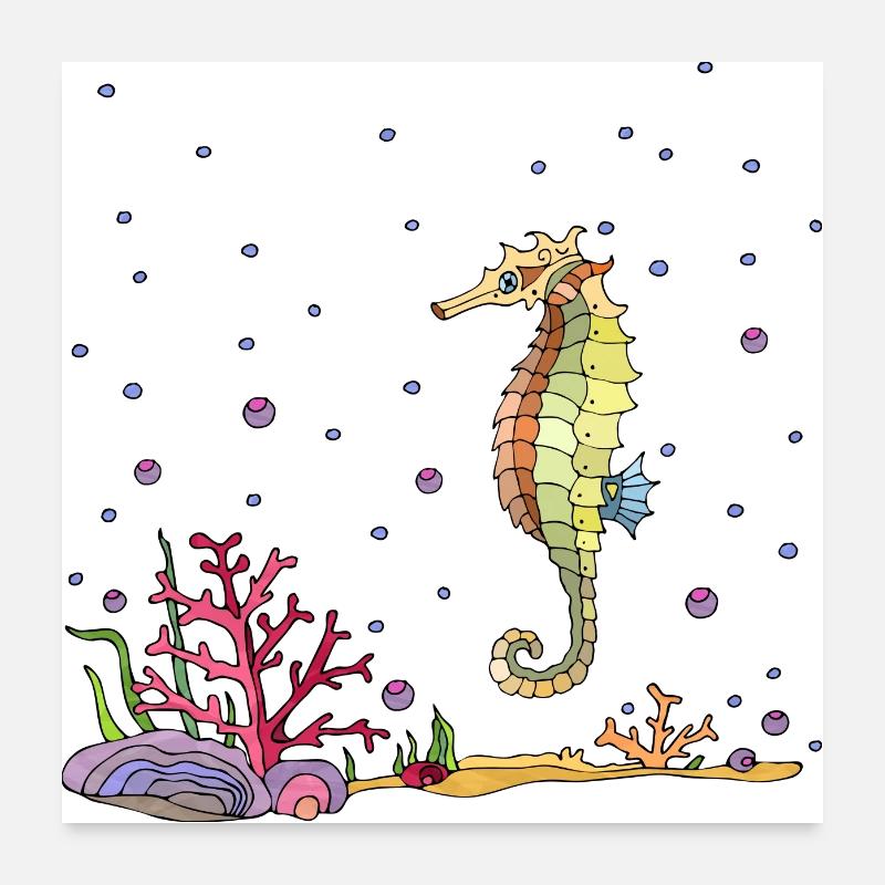 Seepferdchen Poster 60x60 cm