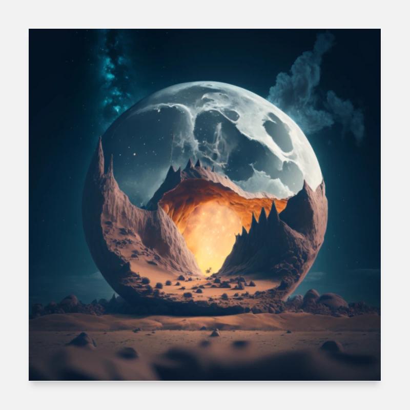 Moon Sphere Space Since Fiction, Fantasy Poster 24" x 24" (60x60 cm)