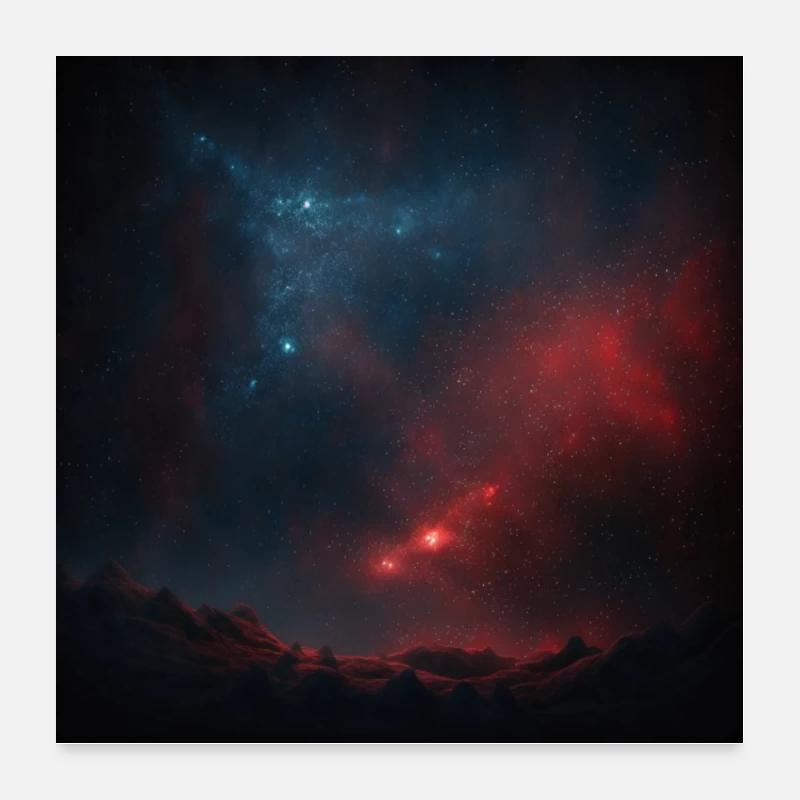 Galaxy, Space, Red, Blue - Poster 24" x 24" (60x60 cm) - white