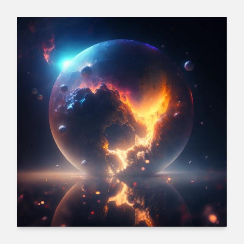 Fantasy, Si-Fi, Galaxy, Space, Fireball - Poster 24" x 24" (60x60 cm) - white
