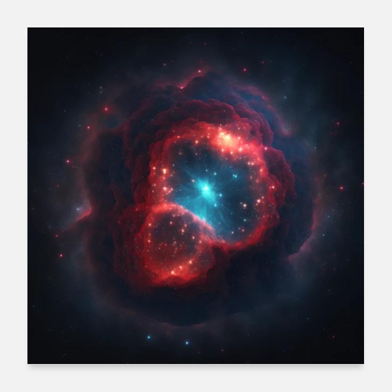 Universe, galaxy, space, blue, red Poster 24" x 24" (60x60 cm)