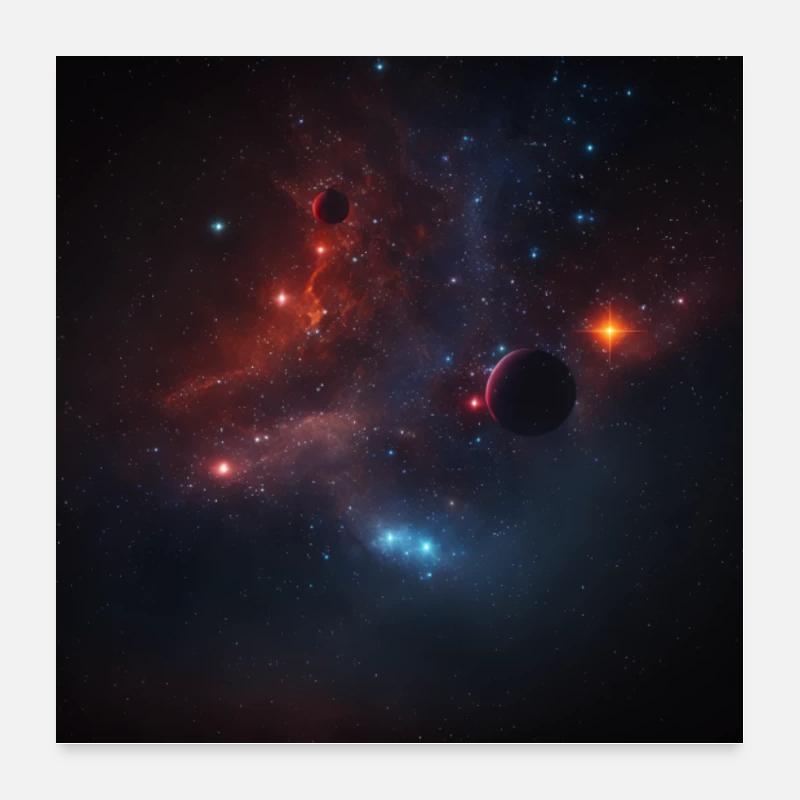 Universe, galaxy, space, blue, red Poster 24" x 24" (60x60 cm)