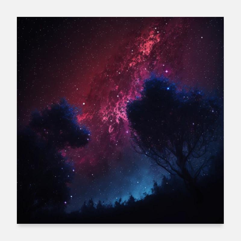 Ciel en bleu et rose Poster 60 x 60 cm