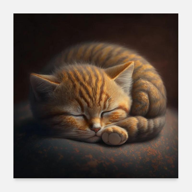 Chat couché mignon pour les propriétaires de chats Poster 60 x 60 cm