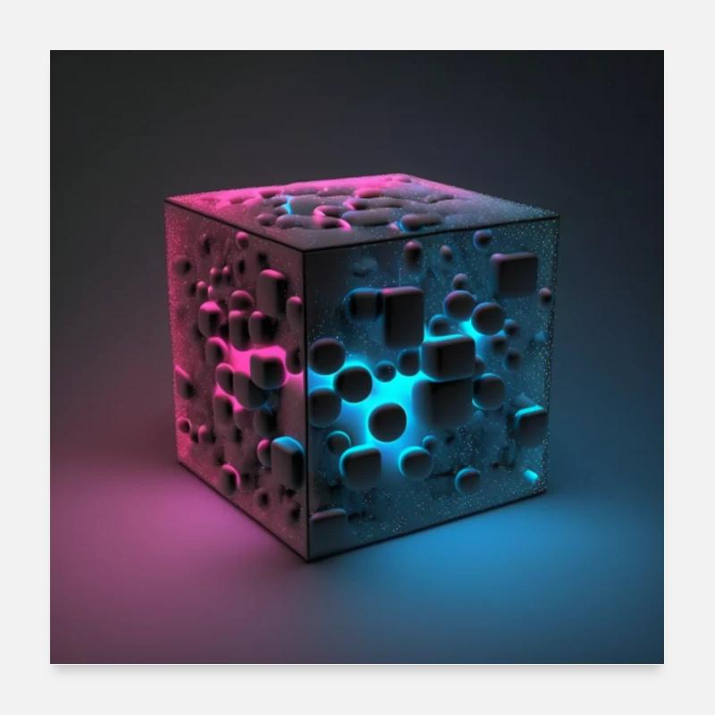 Cube in pink and blue Poster 24" x 24" (60x60 cm)