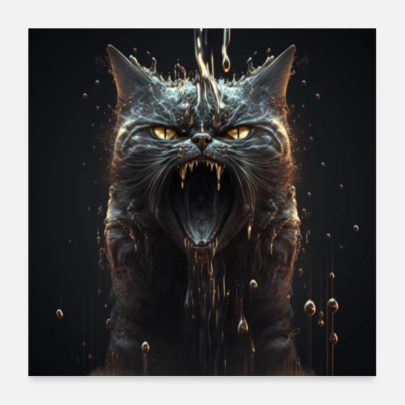 Evil cat on black background - Poster 24" x 24" (60x60 cm) - white