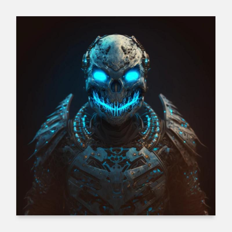 Gruseliger Geist als Austronaut in blau - Poster 60x60 cm - Weiß