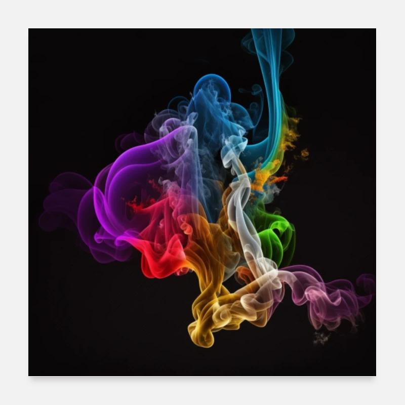 Farbiger Rauch auf schwarzem Grund Poster 60x60 cm