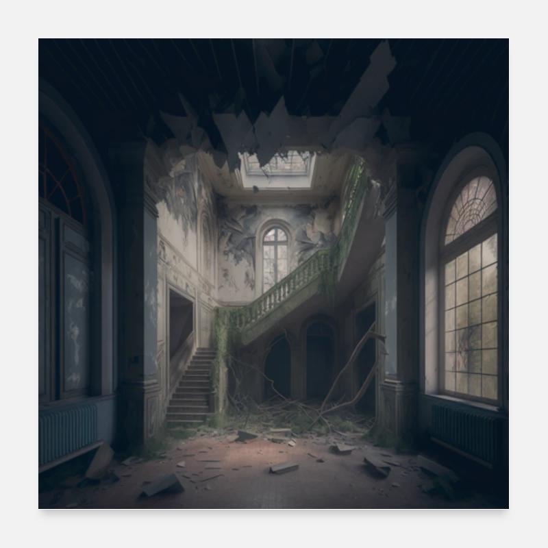 Apocalypse - Lost Place dans une atmosphère épique Poster 60 x 60 cm