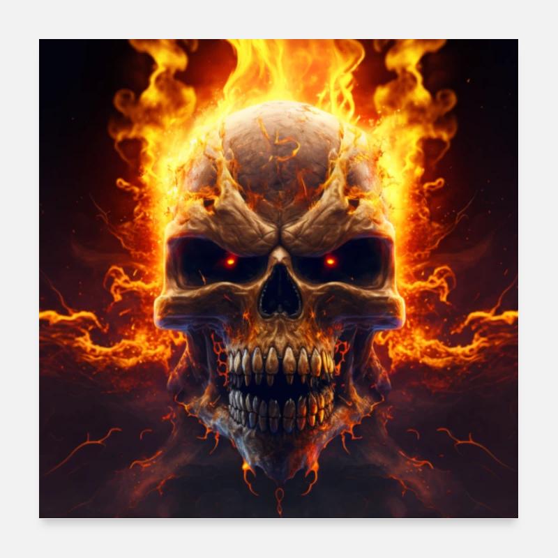 Rocker biker with fire Poster 24" x 24" (60x60 cm)