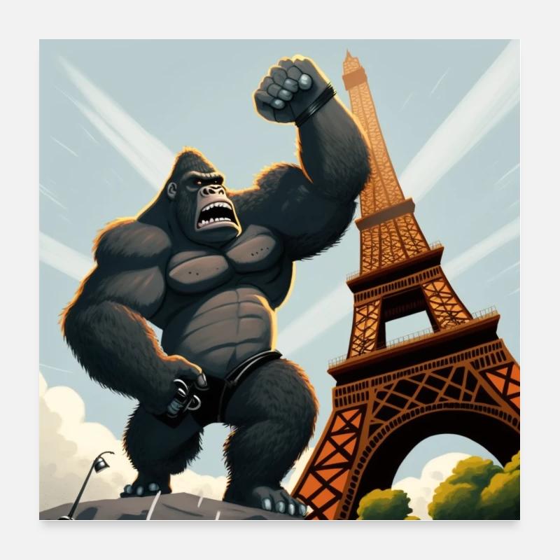 Le Gorille Géant à Paris | Idée Cadeau Poster 60 x 60 cm