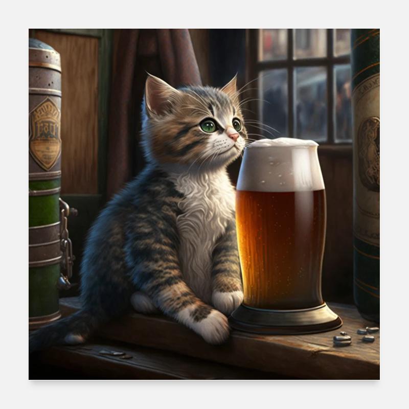Le Chat'Cool'ique | Idée Cadeau Poster 60 x 60 cm