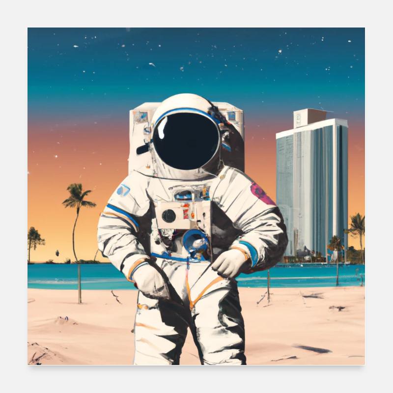 Astronaute à Miami Beach Beach Poster 60 x 60 cm