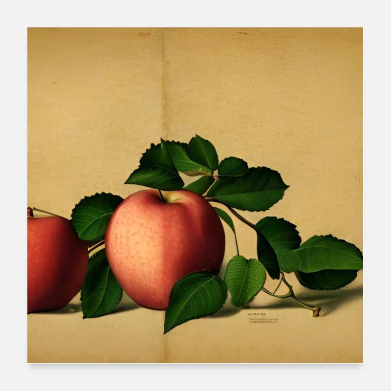 Apple Botanical Dessin Illustration Rétro Antique Poster 60 x 60 cm