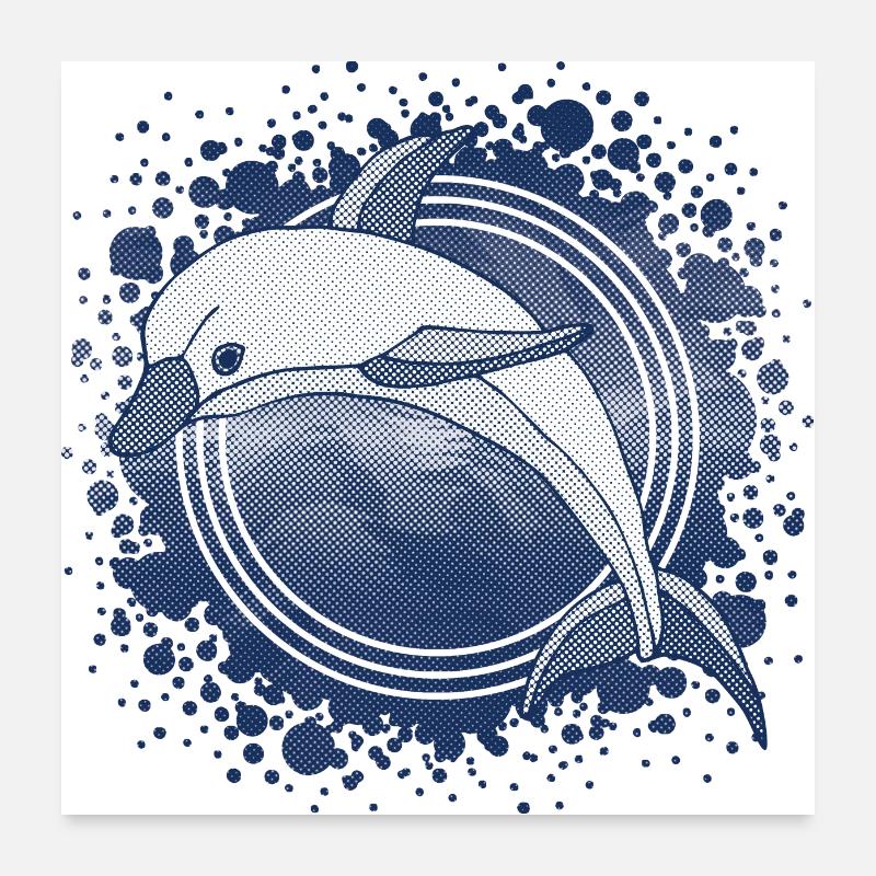 Dauphin - Poster 60 x 60 cm - blanc