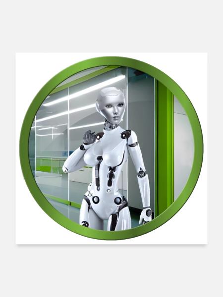 KI Roboter - Poster 60x60 cm - Weiß - Vorne