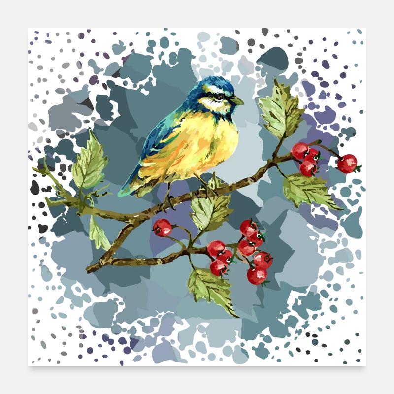 Bunter Vogel Poster 60x60 cm