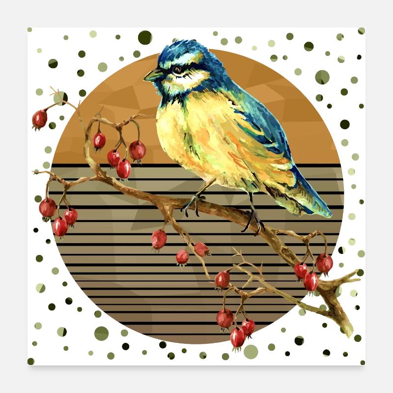 Oiseau coloré Poster 60 x 60 cm
