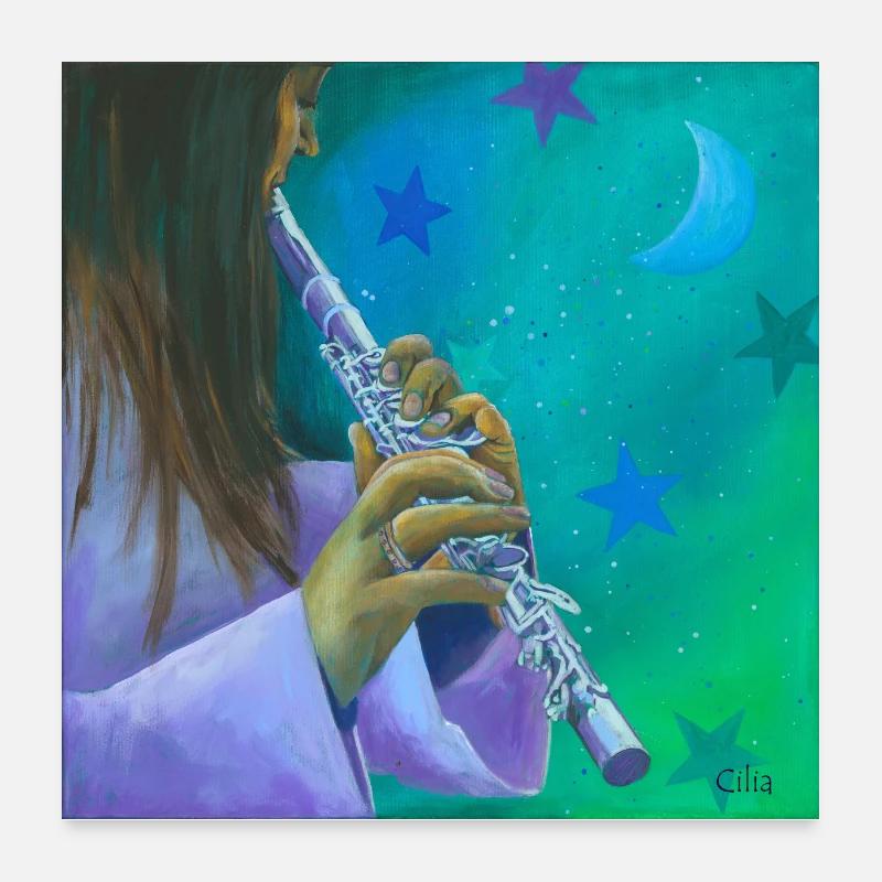 Flûte traversière Poster 60 x 60 cm
