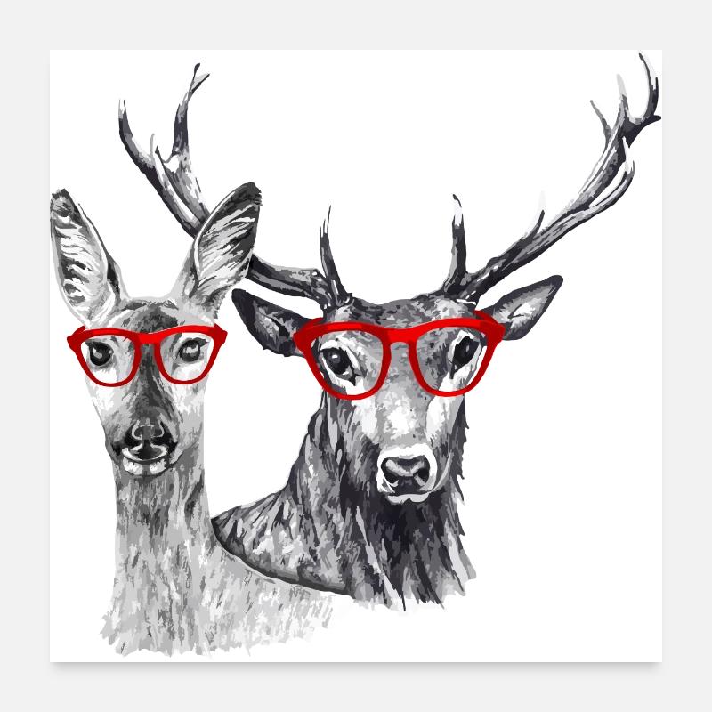 Hirsche und Rehe Poster 60x60 cm